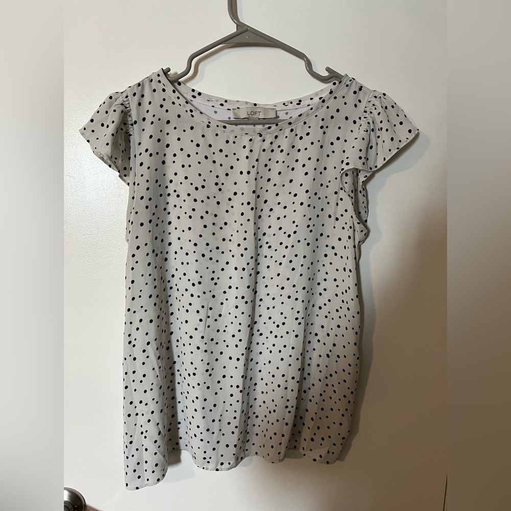 LOFT Black & White Polka Dot Sleeveless Blouse